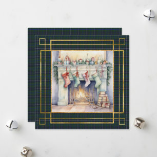 Douglas Modern Schotse Tartan Kerstmis Feestdagenkaart