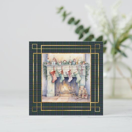 Douglas Modern Scottish Tartan Christmas  Feestdagenkaart (Staand voorkant)