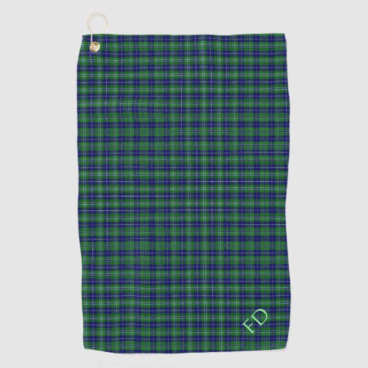 Douglas Officiële Tartan met monogram / initialen Golfhanddoek (Voorkant)