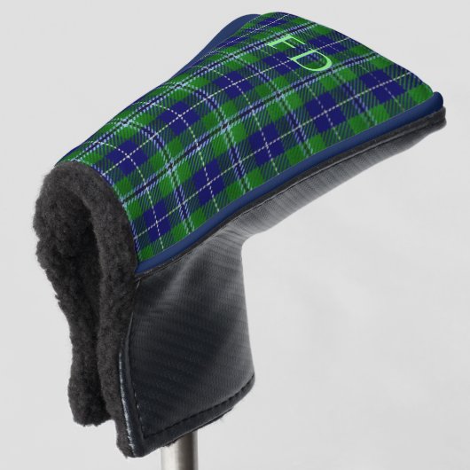Douglas Officiële Tartan met monogram / initialen Golfheadcover (3/4 voorkant)