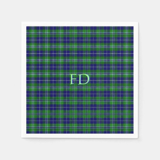 Douglas Officiële Tartan met monogram / initialen Servet (Voorkant)
