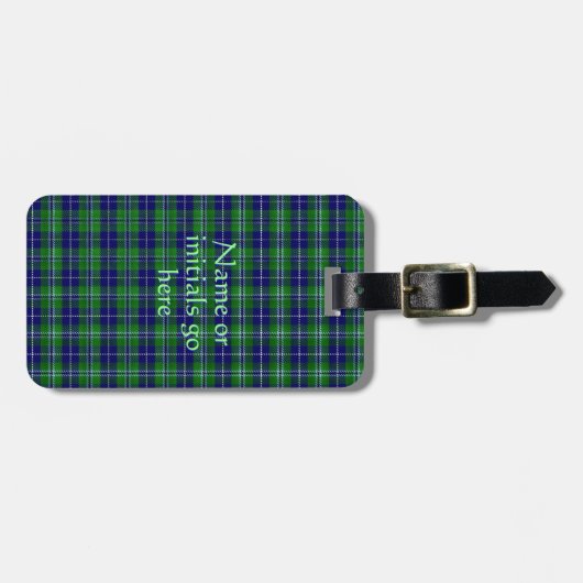 Douglas Officiële Tartan met monogram / naam Bagagelabel (Voorkant horizontaal)