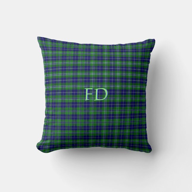 Douglas Officiële Tartan met monogram / naam Kussen (Voorkant)
