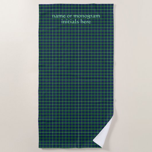 Douglas Officiële Tartan met monogram / naam Strandlaken (Voorkant)