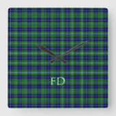 Douglas Officiële Tartan met monogram / naam Vierkante Klok (Voorkant)
