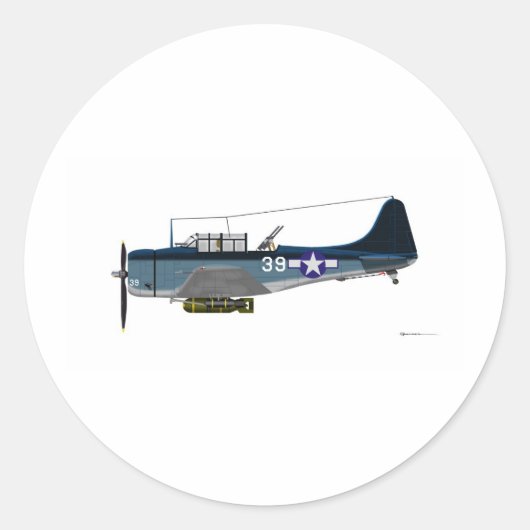 Douglas SBD-5 Dauntless Ronde Sticker (Voorkant)