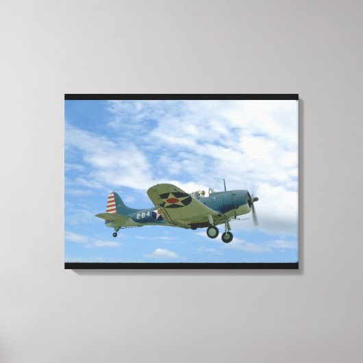 Douglas SBD Dauntless, Vliegen, Side_WWII Vliegtui Canvas Afdruk (Voorkant)