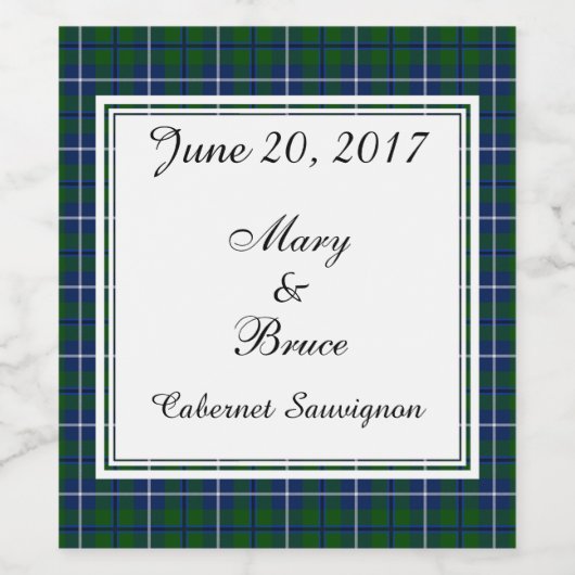 Douglas Schots Bruiloft Wijn Label Etiket (Enkel label)