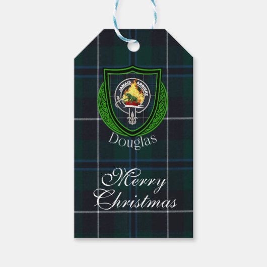 Douglas Schotse Clan Tartan & Crest Cadeaulabel (Voorkant)