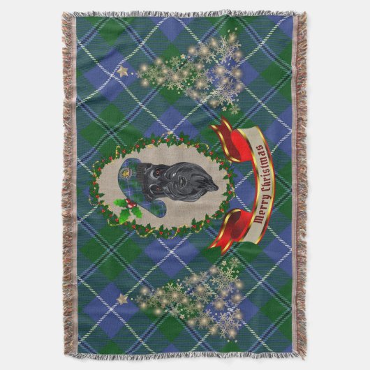 Douglas Scottie Dog kersttrow Blanket Deken (Voorkant Verticaal)