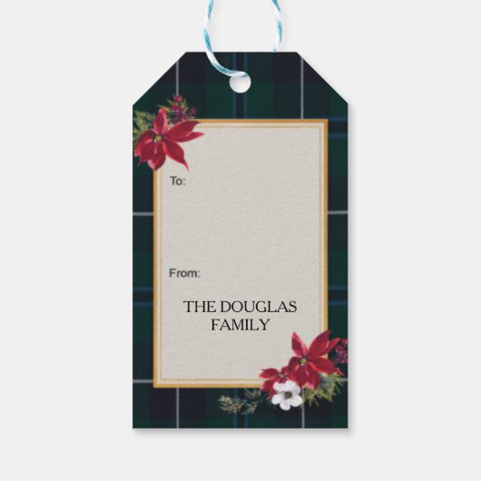 Douglas Scottish Clan Tartan & Crest Cadeaulabel (Achterkant)