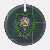 Douglas Scottish Clan Tartan & Crest Glas Ornament (Voorkant)