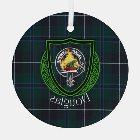 Douglas Scottish Clan Tartan & Crest Glas Ornament (Achterkant)