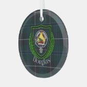 Douglas Scottish Clan Tartan & Crest Glas Ornament (Voorkant links)