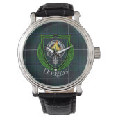 Douglas Scottish Clan Tartan & Crest Horloge (Voorkant)