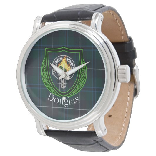 Douglas Scottish Clan Tartan & Crest Horloge (Gekanteld)