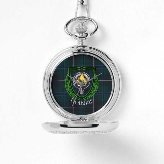 Douglas Scottish Clan Tartan & Crest Horloge (Voorkant)