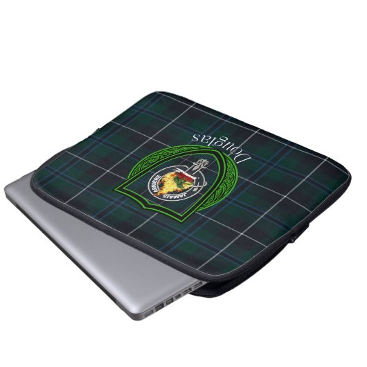 Douglas Scottish Clan Tartan & Crest Laptop Sleeve (Voorkant onderkant)