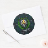 Douglas Scottish Clan Tartan & Crest Ronde Sticker (Envelop)