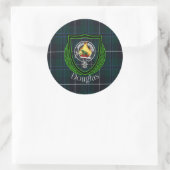 Douglas Scottish Clan Tartan & Crest Ronde Sticker (Tas)