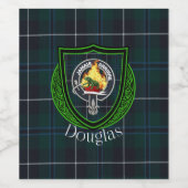 Douglas Scottish Clan Tartan & Crest Wijn Etiket (Enkel label)