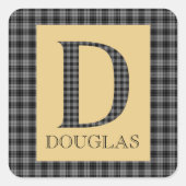 Douglas Tartan Monogram D Vierkante Sticker (Voorkant)