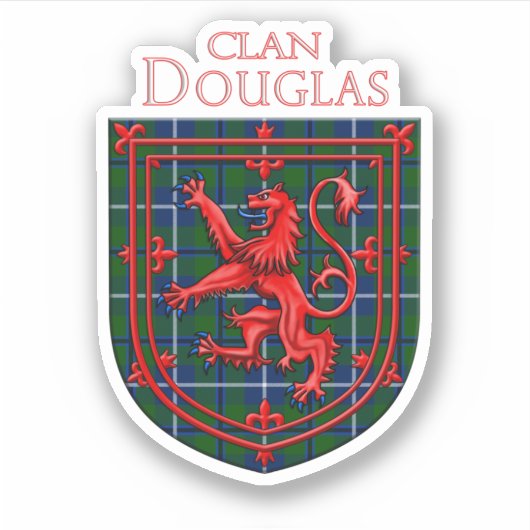 Douglas Tartan Scottish Plaid Lion Rampant Sticker (Voorkant)