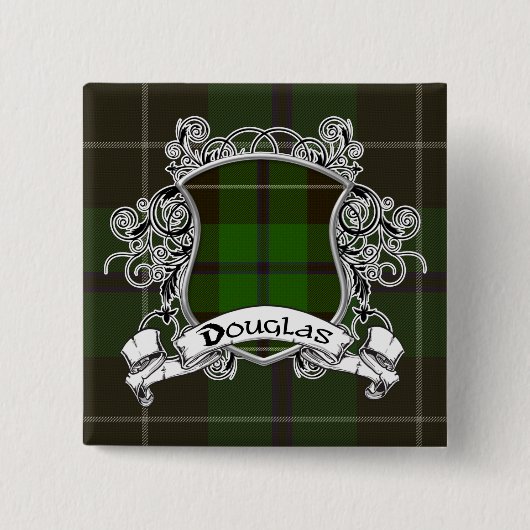 Douglas Tartan Shield Vierkante Button 5,1 Cm (Voorkant)