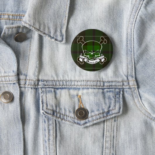 Douglas Tartan Skull Button (In situ)