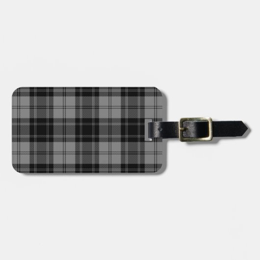 Douglas tartan zwart grijs geruit bagagelabel (Voorkant horizontaal)