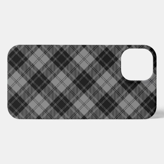 Douglas tartan zwarte grijze vlecht iPhone hoesje (Achterkant horizontaal)