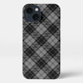 Douglas tartan zwarte grijze vlecht iPhone hoesje (Achterkant)