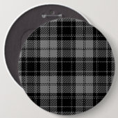 Douglas tartan zwarte grijze vlecht ronde button 6,0 cm (Voorkant /achterkant)