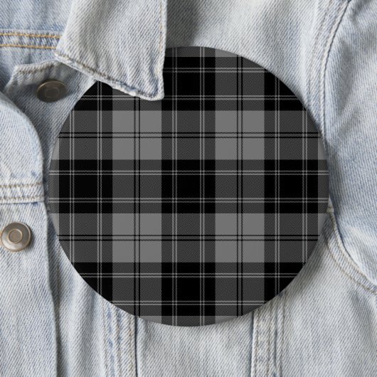 Douglas tartan zwarte grijze vlecht ronde button 6,0 cm (In situ)