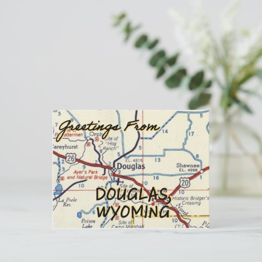Douglas Wyoming  Map Briefkaart (Staand voorkant)