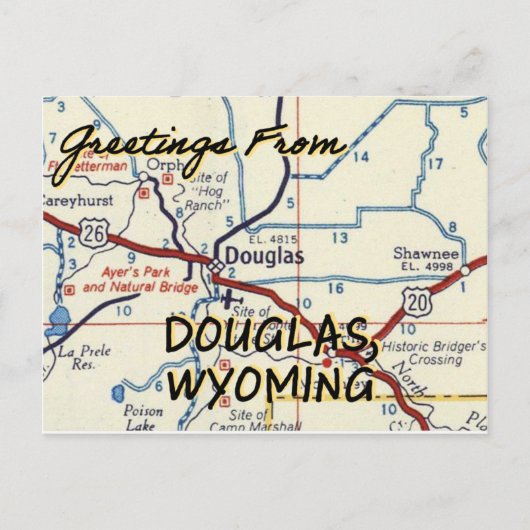 Douglas Wyoming Map Briefkaart (Voorkant)