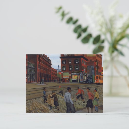 Douglass Square Boston 1936  stadskunst Briefkaart (Staand voorkant)