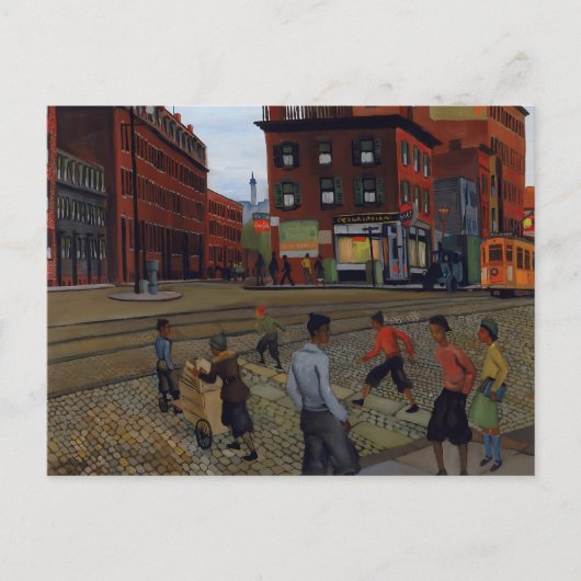 Douglass Square Boston 1936  stadskunst Briefkaart (Voorkant)