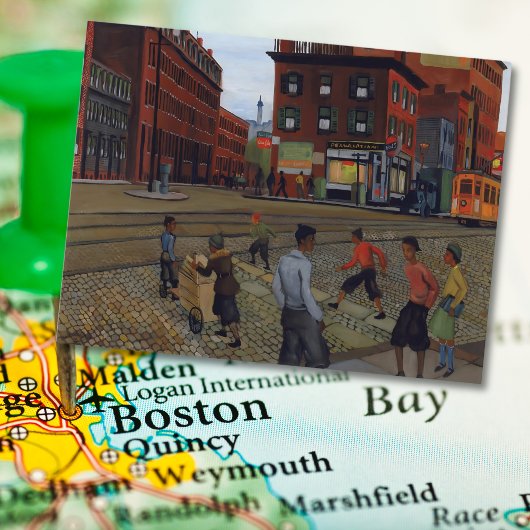 Douglass Square Boston 1936  stadskunst Briefkaart