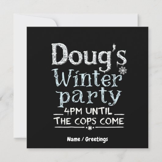 Doug's Winter Party, 15 februari, 16:00 Grappig Kaart (Voorkant)
