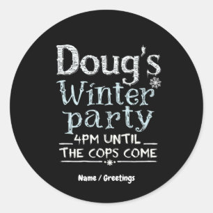Doug's Winter Party, 15 februari, 16:00 Grappig Ronde Sticker