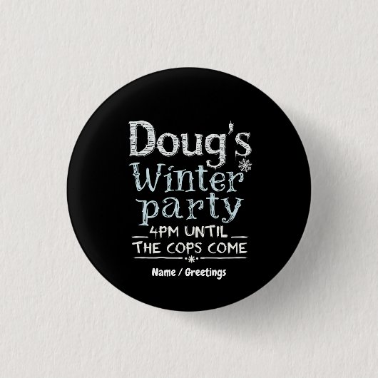 Doug's Winterfeest, 15 februari, 16:00 uur Grappig Ronde Button 3,2 Cm (Voorkant)