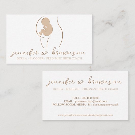 Doula Birth Coach Design with Pregnant and Baby Visitekaartje (Voorkant / Achterkant)