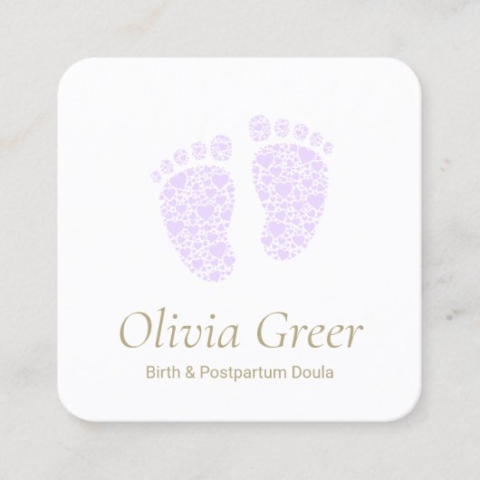 Doula Birth Coach Postnatal Nurse Baby Feet Vierkante Visitekaartje (Voorkant)
