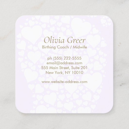 Doula Birth Coach Postnatal Nurse Baby Feet Vierkante Visitekaartje (Achterkant)