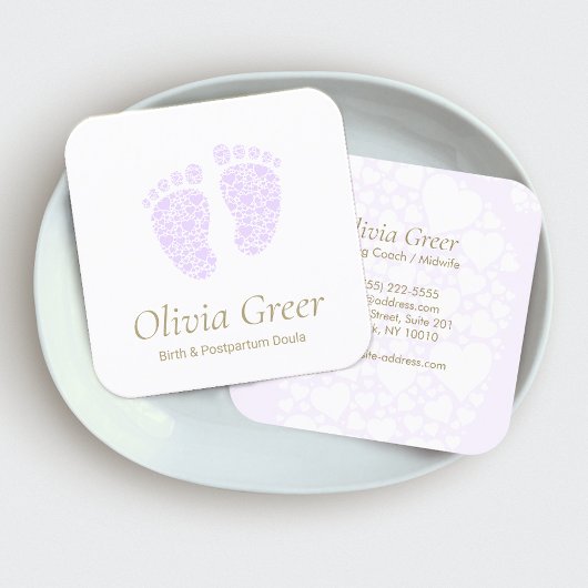 Doula Birth Coach Postnatal Nurse Baby Feet Vierkante Visitekaartje