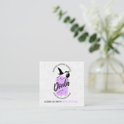 Doula Birth Coach Vierkante Visitekaartje (Staand voorkant)