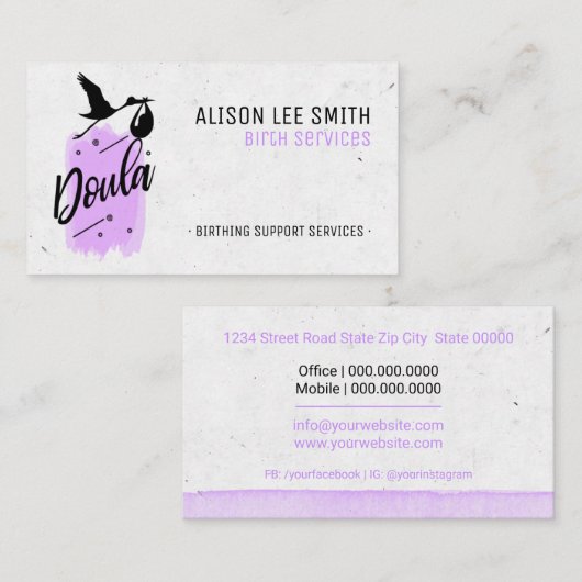 Doula Birth Coach Visitekaartje (Voorkant / Achterkant)
