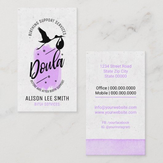 Doula Birth Coach Visitekaartje (Voorkant / Achterkant)