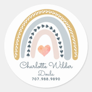 Doula Birth Coach Waterverf Rainbow Business Ronde Sticker